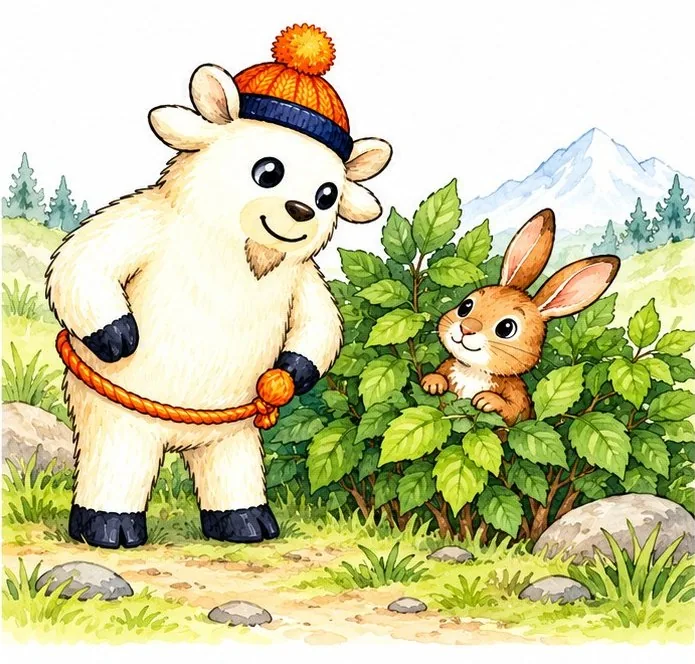 A rabbit peeps out of the bush